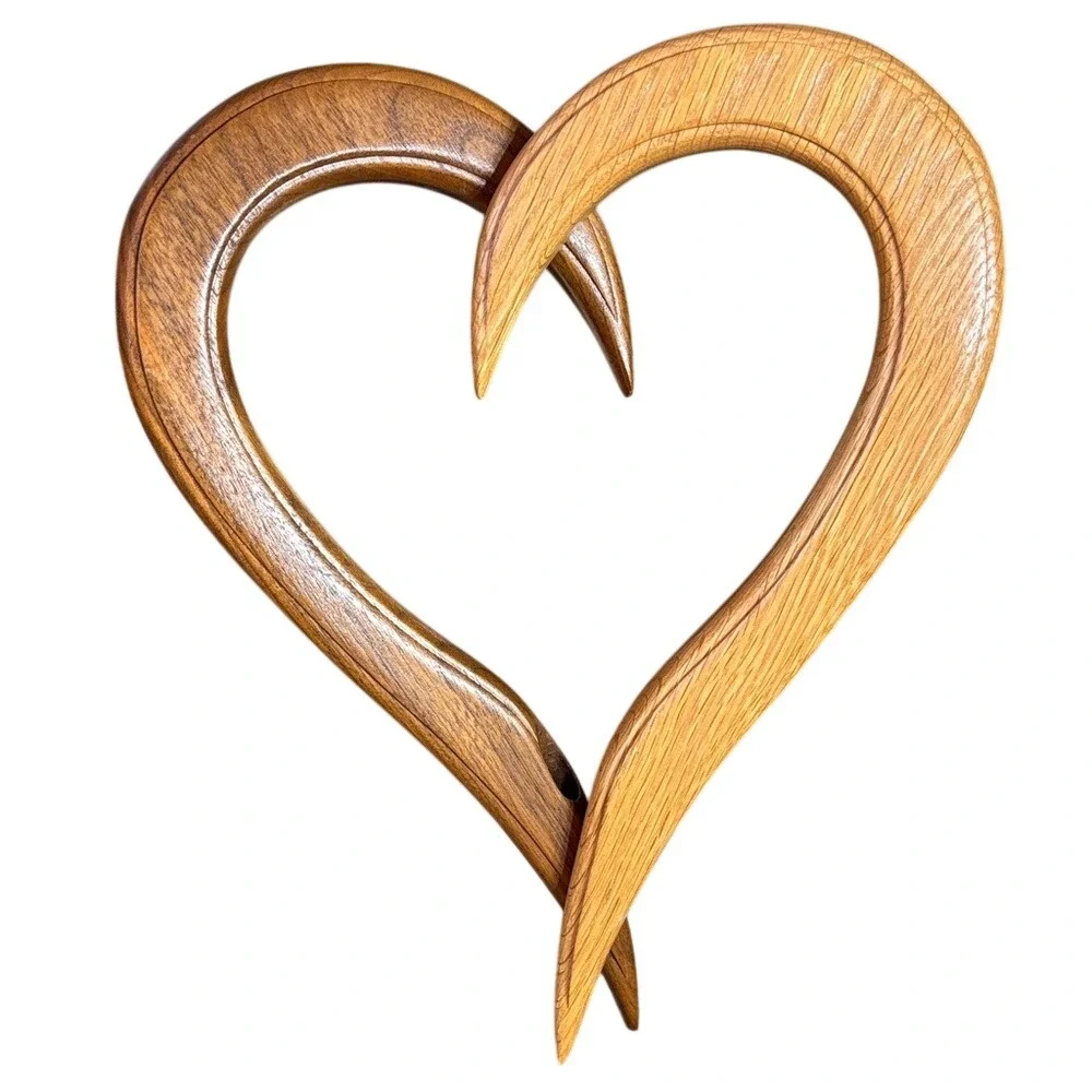 Wild Flower Wood 3D Heart Vase Black Walnut And Red Oak BoHo Natural‎